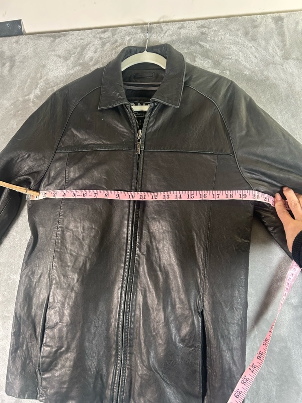 DNK Black Leather Bomber Jacket - Picture 9 of 16